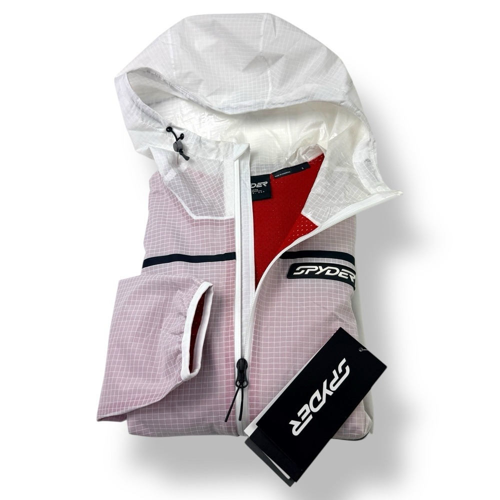 Spyder x Reebok White Hooded Full Zip Shell Jacket Men's Size Small Nylon NWT